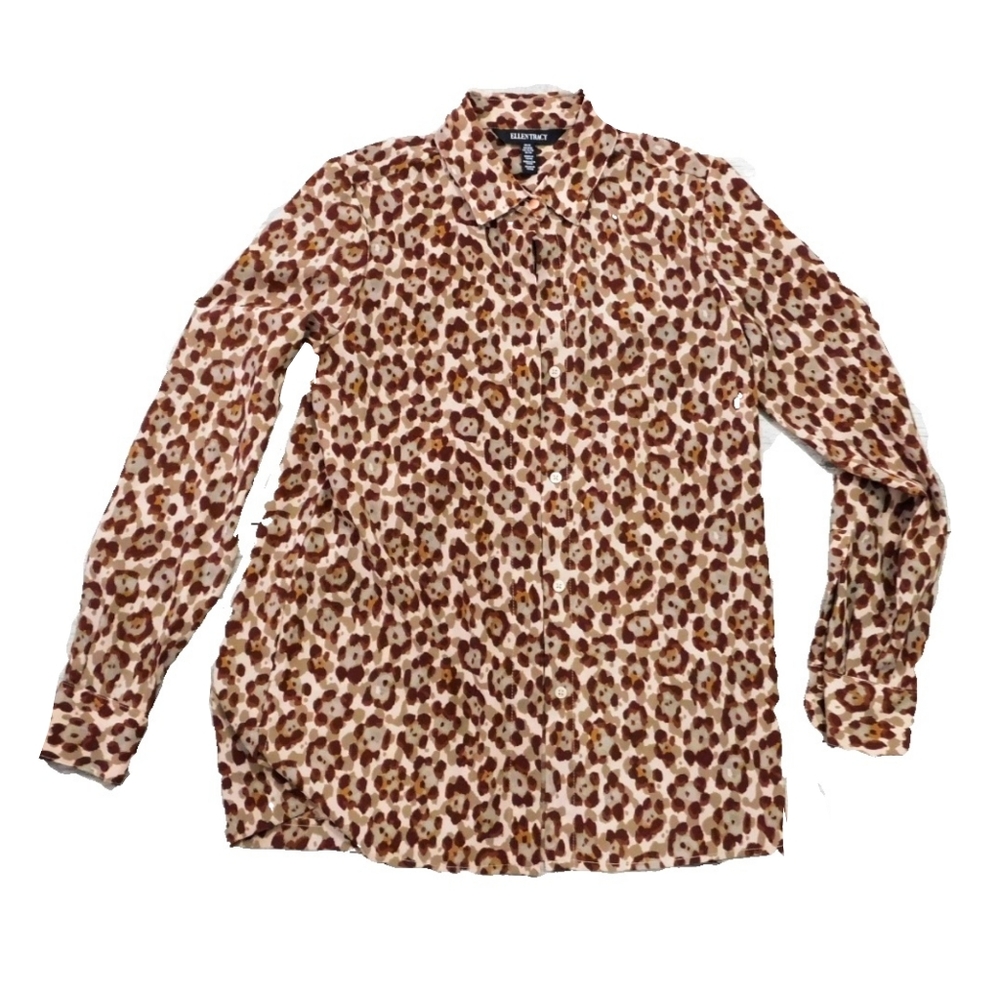 ELLEN TRACY WMNS XS ANIMAL PRINT LNG SLV TOP - Picture 4 of 5